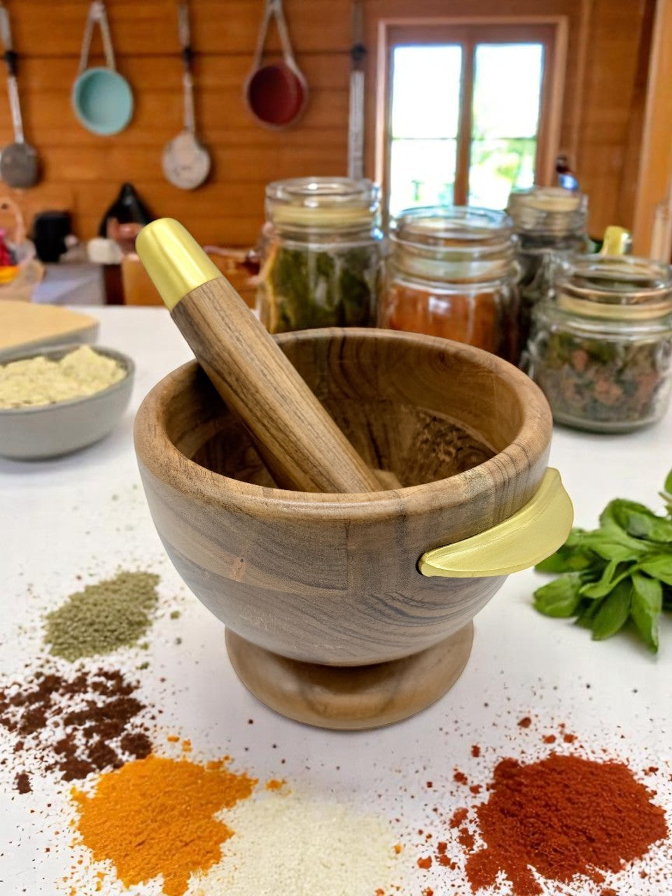 Mortero de Madera Para Cocina